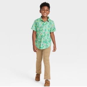 Cat & Jack Green Floral Button Down Shirt SZ XS (4/5)